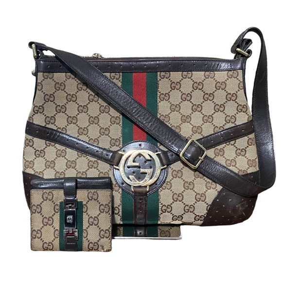 Gucci GG Vintage Sherry Line Shoulder Bag & Matching Wallet ***RARE*** - Picture 1 of 16
